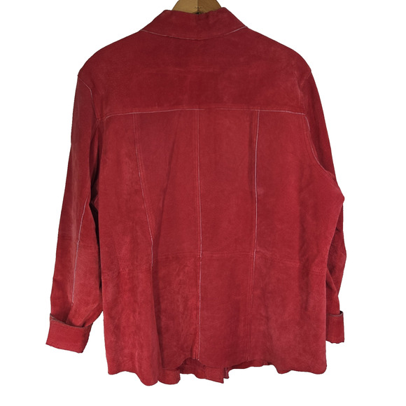 Vtg Nygard Collection Leather Shirt Jacket 16 Petite Womens Red Button Up - Picture 2 of 15
